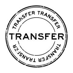 Grunge black transfer round rubber seal stamp on white background