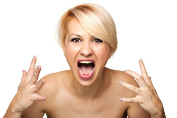 angry blond girl screaming