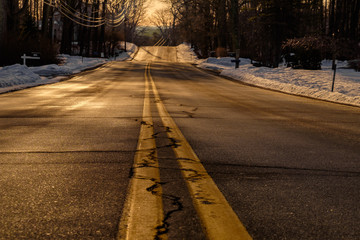 Sunrise in the middle of the highway