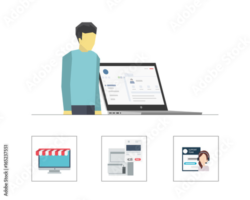 electronic commerce software There are basically three types of e-commerce software: an out-of-the box program, a custom-coded program and a program provided by an e-commerce hosting company these options can be further divided into more specific types of e-commerce software. electronic commerce software There are basically three types of e-commerce software: an out-of-the box program, a custom-coded program and a program provided by an e-commerce hosting company these options can be further divided into more specific types of e-commerce software.