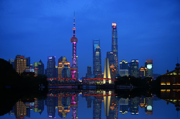 Obraz na płótnie Canvas Shanghai world financial center skyscrapers