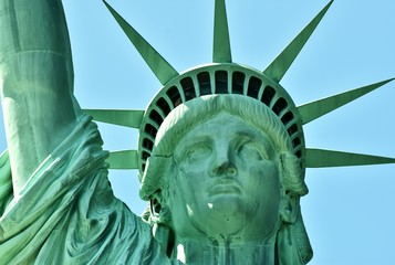 Face of the Statue of Liberty on Liberty Island in New York City. © michaelfitz