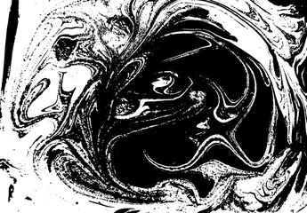 Black and white liquid texture. Watercolor hand drawn marbling illustration. Abstract vector background. Monochrome marble pattern.