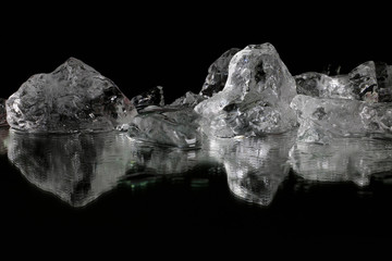 ice rock on reflection black