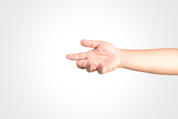 Hand on white background, isolate