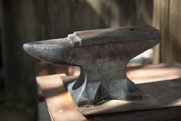 Blacksmith's Old Anvil in a Workshop