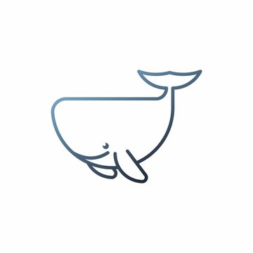 funny whale outline logo illustration