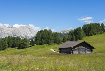 Fototapeta premium Barns and huts of the Dolomites, Val Badia, Sud Tirol, Italy