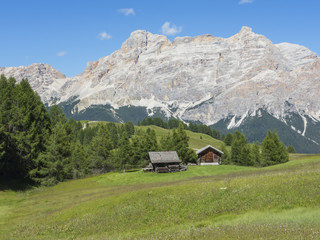 Fototapeta na wymiar Barns and huts of the Dolomites, Val Badia, Sud Tirol, Italy