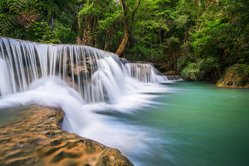 Waterfall in Thailand, called Huay or Huai mae khamin in Kanchanaburi Provience