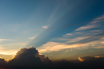 Sun rays through clouds like an dramatic explosion