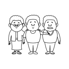 Family cartoon concept represented by grandparents with son icon. Isolated and Colorful illustration.