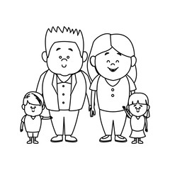 Stock vector illustration of a family portrait of parents and their children, son and daughter