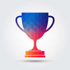 Trophy cup icon, Colorful geometric style