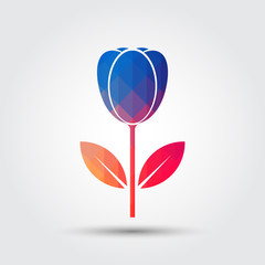 Tulip icon, Colorful geometric style