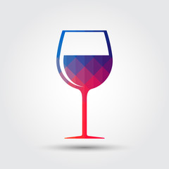 Wine glass icon, Colorful geometric style