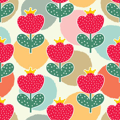 Cute flowers. Vector seamless pattern.