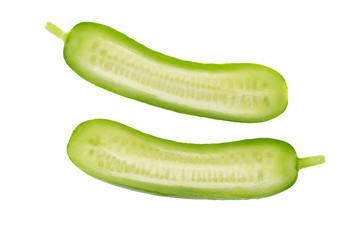 Organic Mini Baby Cucumbers isolated on white background