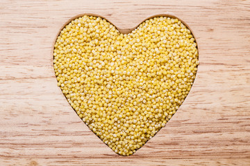 Millet groats heart shaped