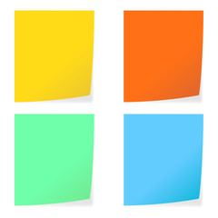 Colored paper stickers. Notepad sheets with shadow