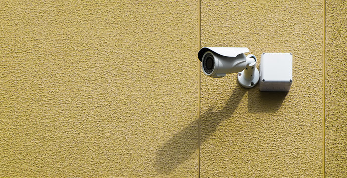 CCTV camera on the wall.
