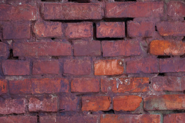 Classic artistic background: an old dilapidated brick wall.