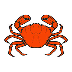Crab icon isolated on white background. Design elements for logo, label, emblem, sign. Vector illustration