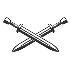 Two crossed swords isolated on white background. Vector illustration