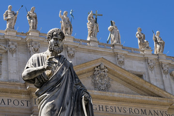 Vatican City St Peters Square Statue of Saint Peter - 165253337