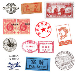 Briefmarken und Poststempel aus China