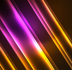 Energy lines, glowing waves in the dark, vector abstract background