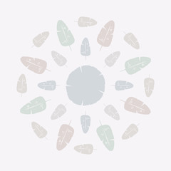 Trendy Round Tropical Leaves Decoration Element. Pastel Colored