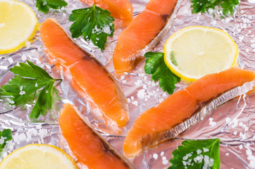 Sliced salted salmon