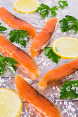 Sliced salted salmon
