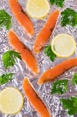 Sliced salted salmon