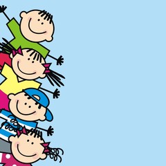 Happy kids, banner, vector icon