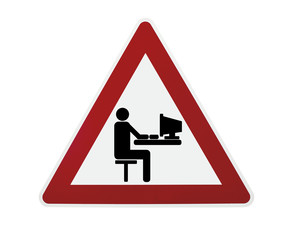 Computer Arbeitsplatz Warnschild