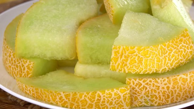 Rotating Chopped Honeydew Melon (not loopable; 4K)