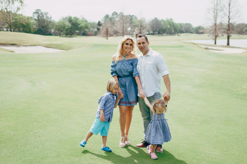 young family on the street