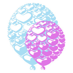 Balloons, background of festive balloons from hearts.   Vector illustration.