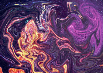 Obraz premium Abstract galaxy watercolor background. Colorful fantasy cosmic texture. Oil painting impressionism style.