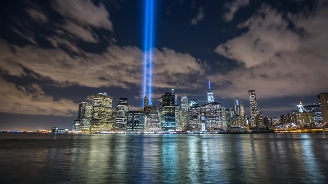 New York Manhattan Lazer Twin Towers Timelapse