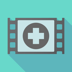 Obraz premium Long shadow film frame with a round pharmacy sign