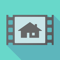 Long shadow film frame with a house