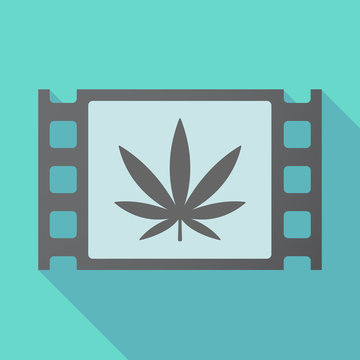 Long shadow film frame with a marijuana leaf