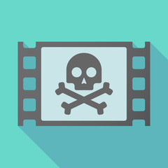 Naklejka premium Long shadow film frame with a skull