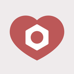 Isolated heart with a nut