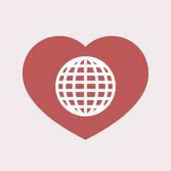 Isolated heart with a world globe