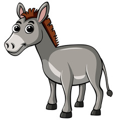 Gray donkey on white background