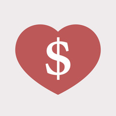Isolated heart with a dollar sign